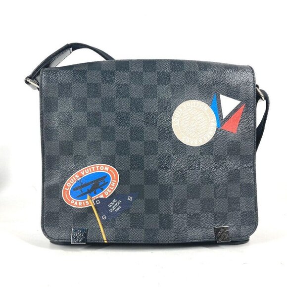 LOUIS VUITTON N41054 Damier Graphite Stickers District PM Crossbody Shoulder Bag